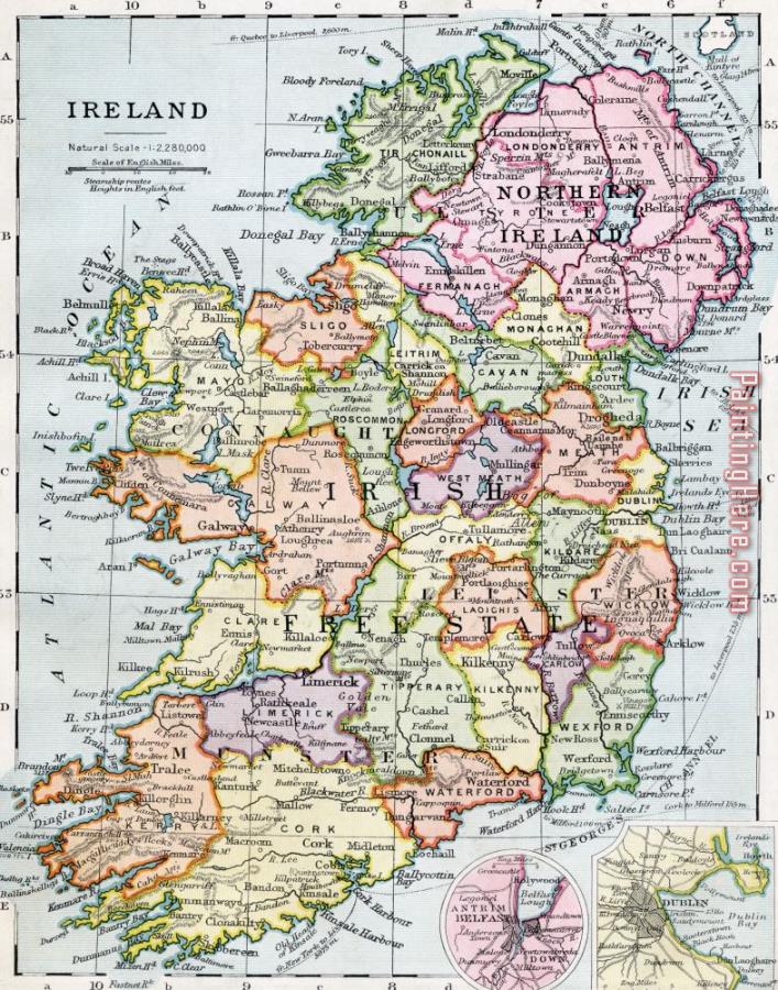 English School Irish Free State And Northern Ireland From Bacon S Excelsior Atlas Of The World
